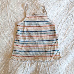 Old Navy 2T white with rainbow stripe ribbed tank top